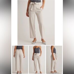 Quince Stretch Crepe Belted Pants Sand (Grayish White) size 0 NWOT